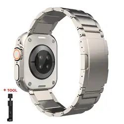 Premium Titanium Metal Bracelet Strap - 42 - 44 - 45 - 46 - 49mm (Titanium color)