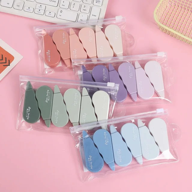 6Pcs Correction Tape Set Kawaii Pastel Color Roller No Mess Easy to Use Mini Cute Stationery for Students School Office Supplies 1