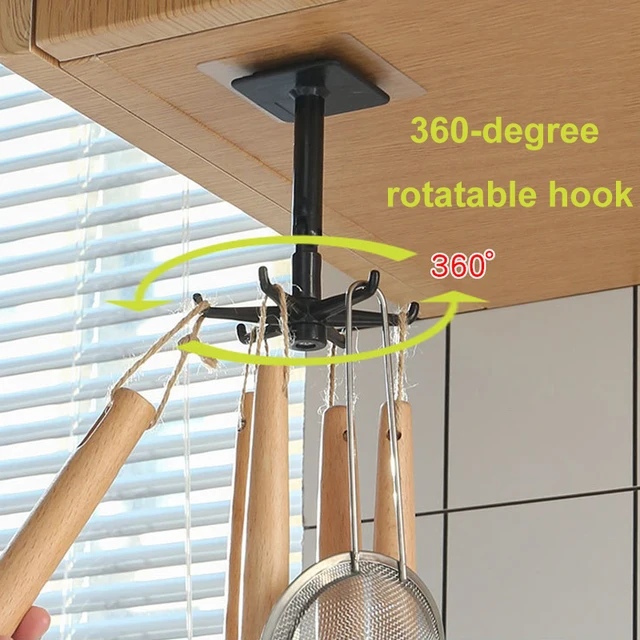 360 Fokos Forgatható Horog Hatkarmos Tárolóhorgok Konyha Spatula Kanál Állvány Fürdőszoba Törülköző Függő Szervező - Image 3