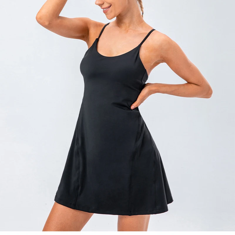 Volleyball skirt Tennis Skirt Yoga Suspender Female Summer Light Breathable Outdoor Sports Dress With Cushion A-Line Skirt