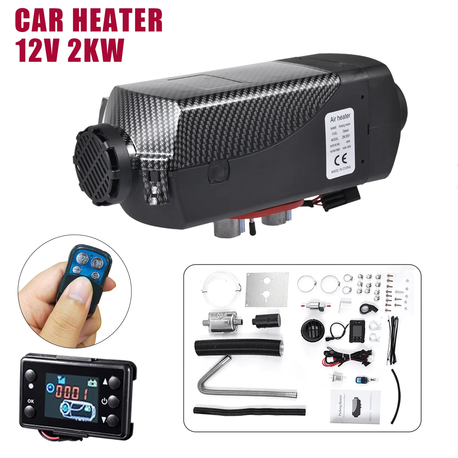 12V/24V Auxiliary Heater 1-8KW Car Diesels Air Parking Heater Compact Air Parking Heater Kit Boats Home Autonomous Heater