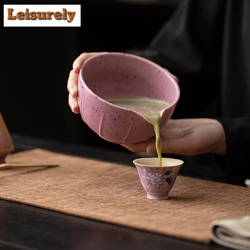 Milk Purple Ink Dot Matcha Four-piece Set Ceramic Bowl Tea Cup Hundred Book Stand Whisk Tea Services Drinkware Ornaments Craft