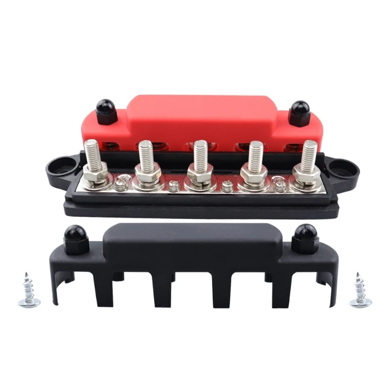 

5 Post Power Distribution Block Terminal Screw Bus Bar High Current Wiring Battery Junction Block for Car 48V drop shipping