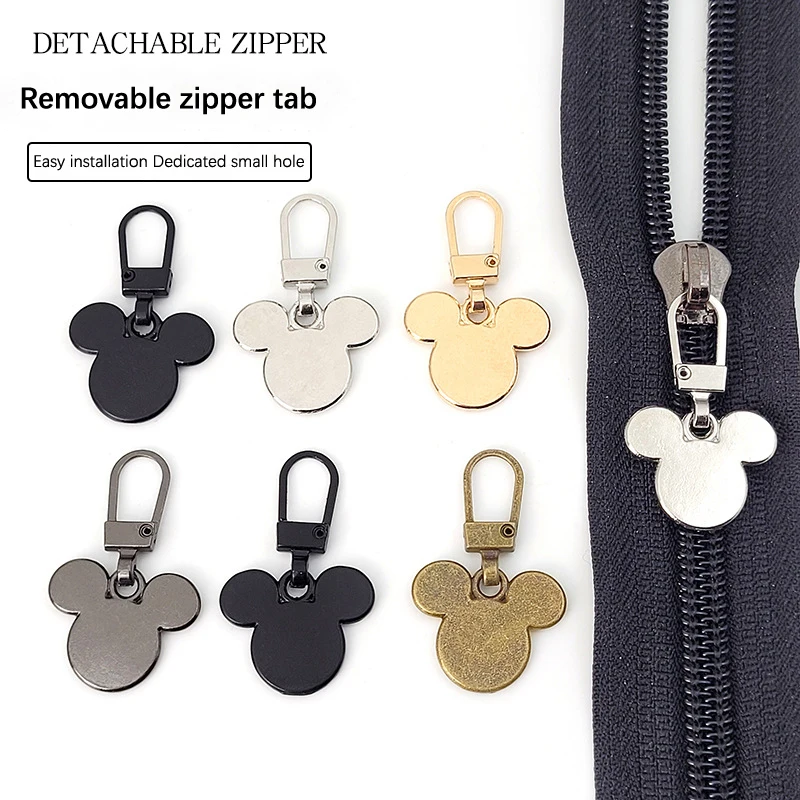 

5PCS Detachable Zipper Puller Tab Small Hole Cartoon Multi-functional Bag School Bag Clothes Universal Zipper Alloy Zipper Head