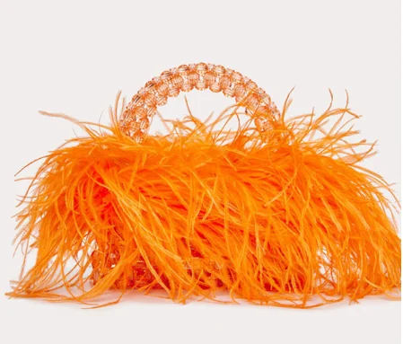 パールビーズバッグフェザーファーデザイナーブランド透明アクリル