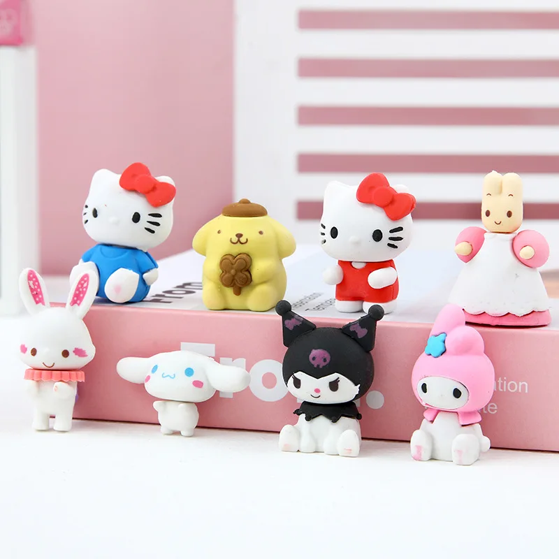 

New Sanrio Cute Family Eraser Cute Kuromi My Melody Hellokitty Eraser 3d Detachable Cute Birthday Gift