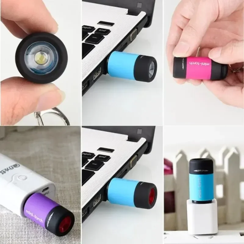 Micro USB Rechargeable LED Keychain Flashlight 6