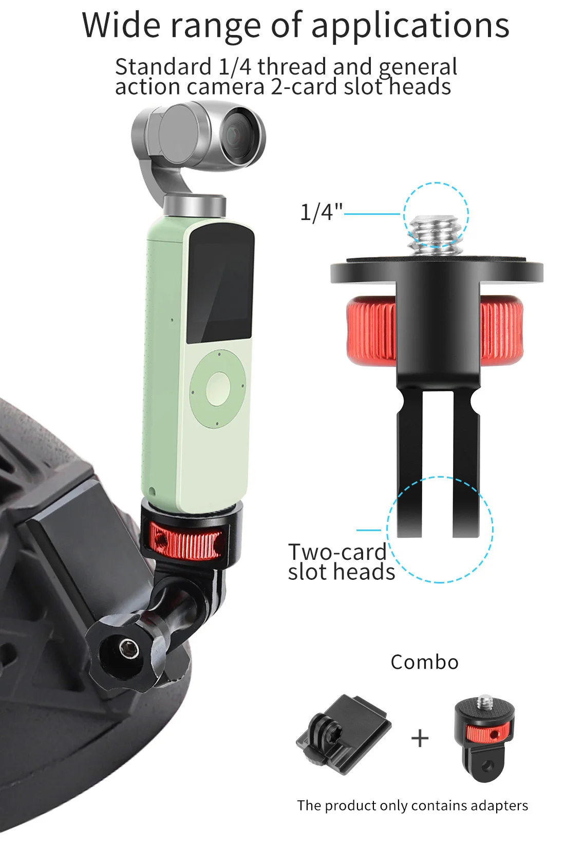 For insta360 X5 Metal Mini Tripod Convert Mount 1/4" Screw Quick-Release Base fo