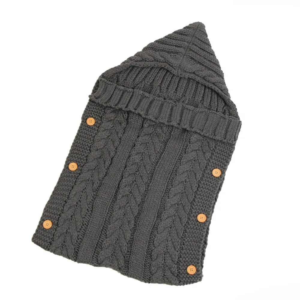 

Autumn Winter Newborn Baby Knitted Woolen Sleeping Bag Button Closure Photography Blanket Stroller Solid Color Sleeping Blankets