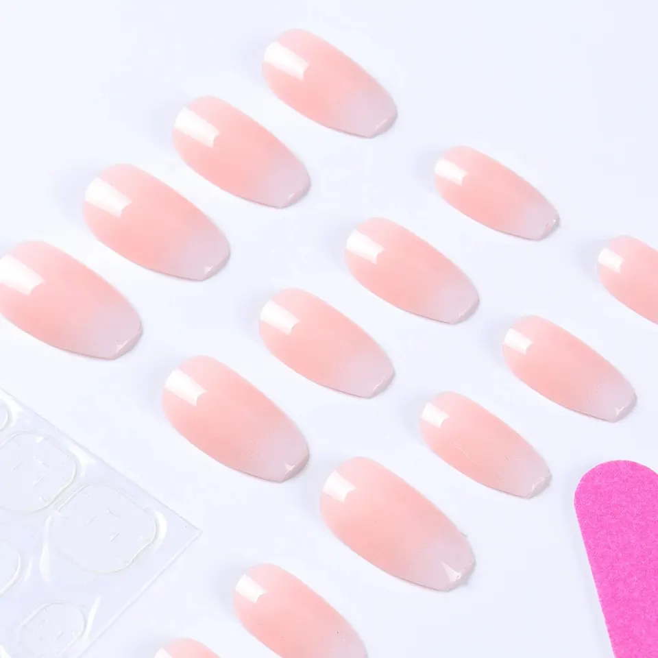 Boîte De 24 Faux Ongles - Petits Dessins, Lime Et Colle Inclus, Noir Et Rose, Neuf