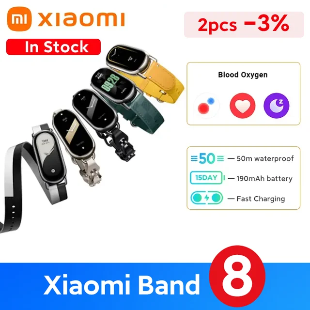 Xiaomi Mi Band 8 Global Version Smart Bracelet 1.62 AMOLED Screen Blood  Oxygen Tracker 150+ Fitness Modes 190mAh Battery - AliExpress