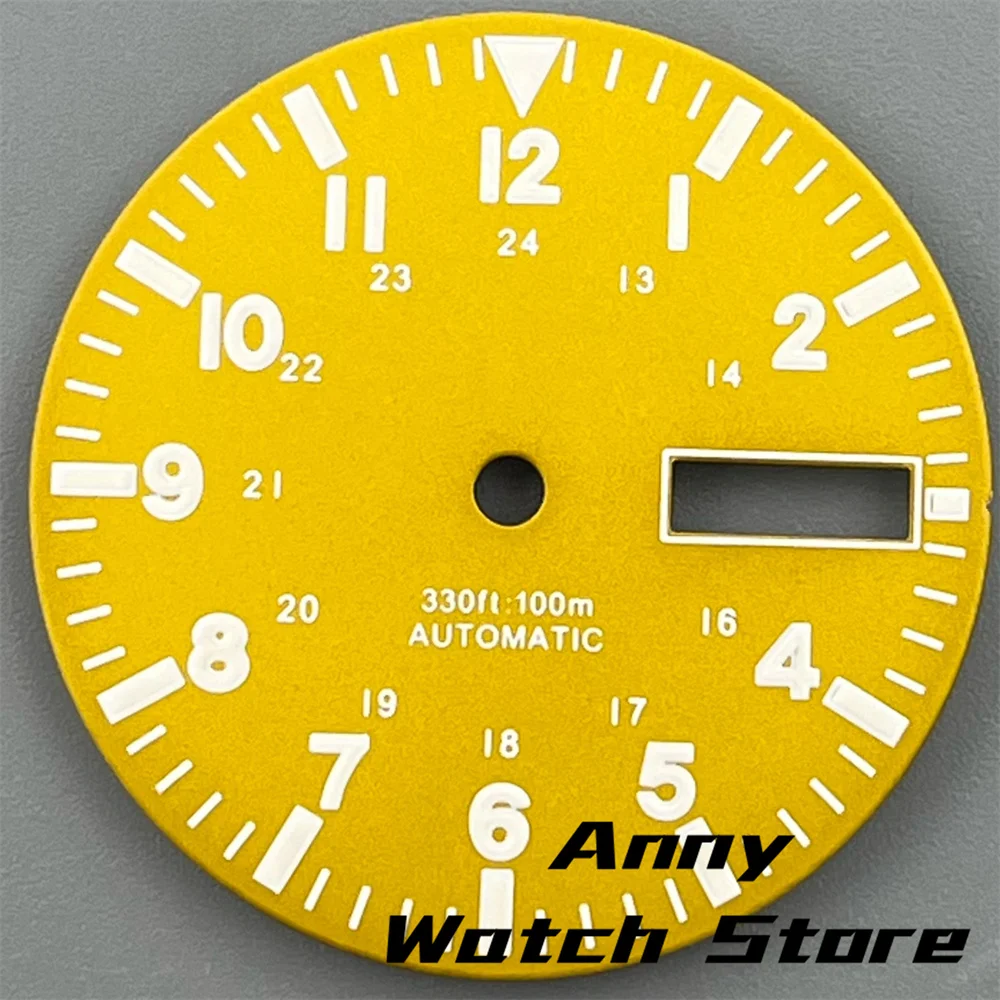 Green Luminous Dual Date Watch Dial with Hands Set