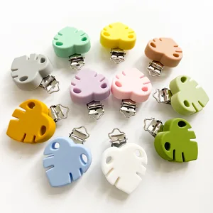 3 Pcs of Silicone Clip Circular Dummy Bracket Leaves Pacifier Clip DIY Pacifier Clip Without Bisphenol A Anti Drop Chain