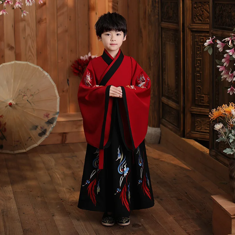 

Red Hanfu Boys Traditional Ancient Chinese Style Boy Handsome Childe Clothes Tang Suit Chivalrous Ancient Costume National Style