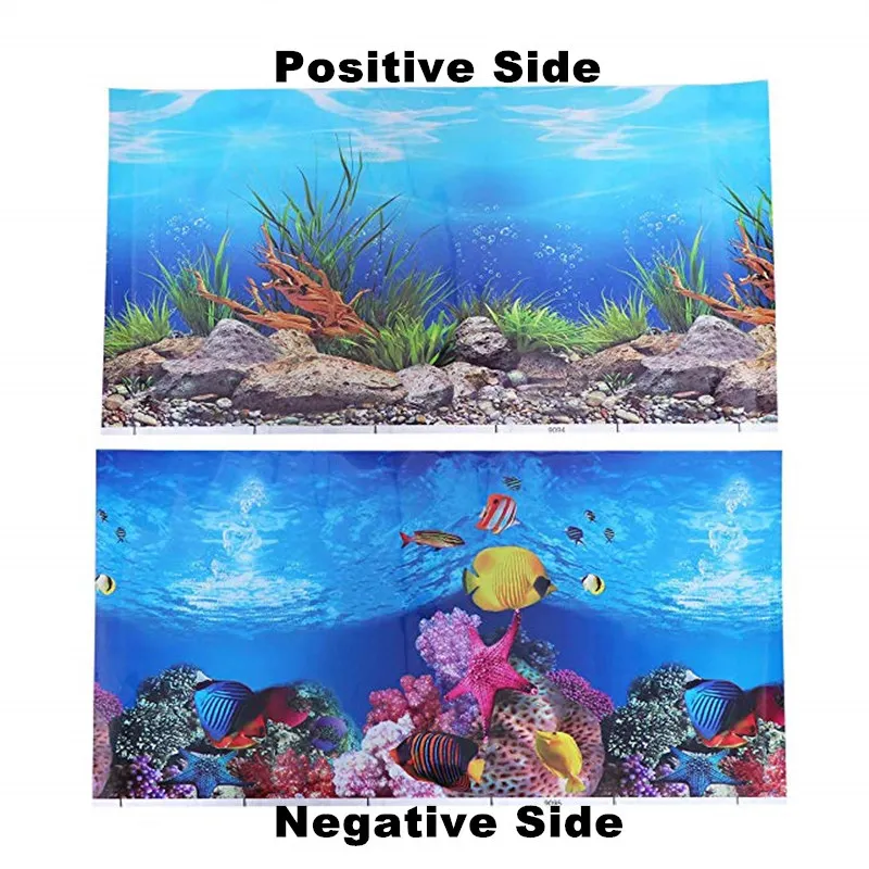 Fish Tank Backdrop PVC Double Side Aquarium Background Poster Decoration 30/40/50cm(Height)