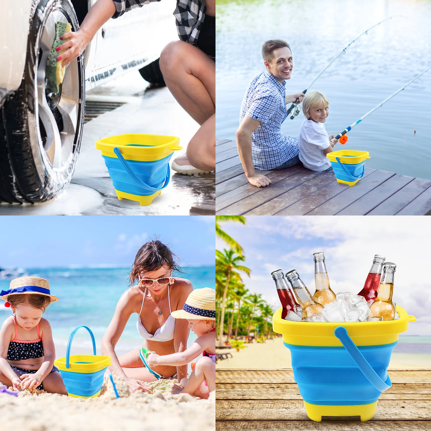 Foldable water bucket and sand bucket, children's beach water play and sand carrying bucket, promoting parent-child interaction 6