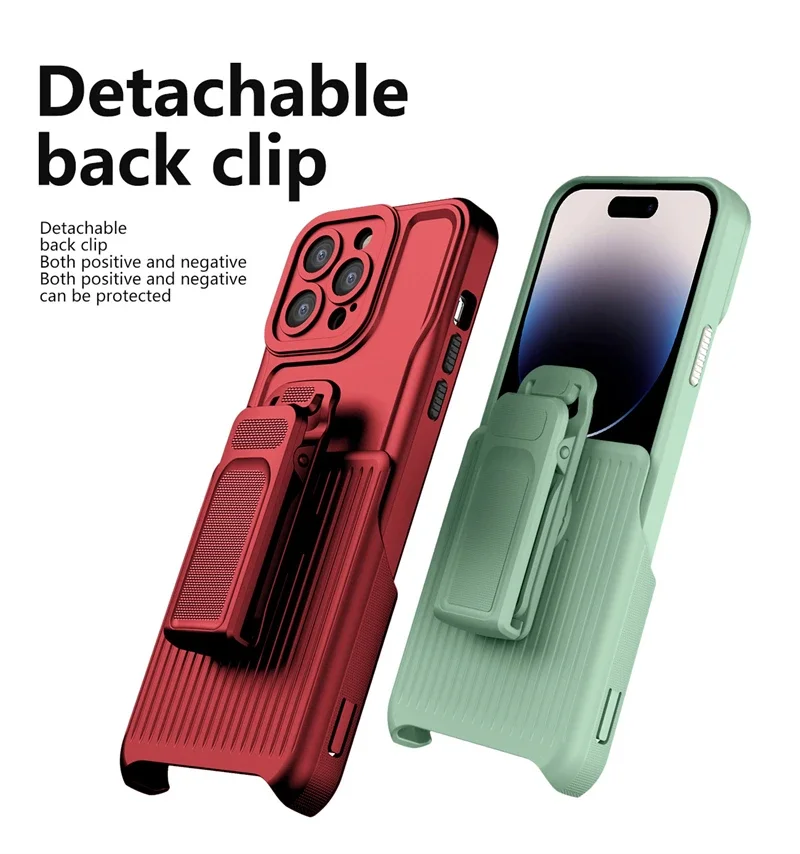 Shockproof Silicone Moblie Phone Case For iPhone 15 14 13 12 11 Pro Max Shell Outdoor Sports Back Clip Holder Military Cover