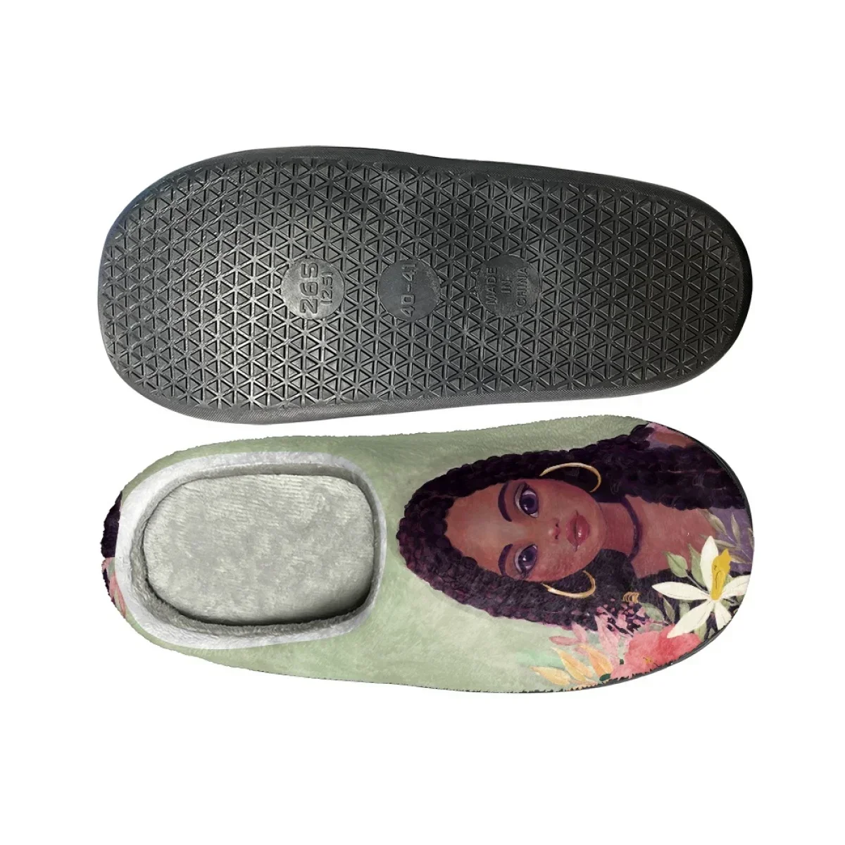 Winter Women Flannel Slippers Africa Print Couple Indoor Non-Slip Slipper Slides Warm Bedroom Lady Comfy Footwear Zapatos Planos