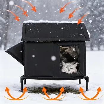Winter Warm Cat Nest Outdoor Cat Shelter Insulated Stray Cat House Floor Thermal Insulation Pet Kitten Nest Cave Cat Tent 1
