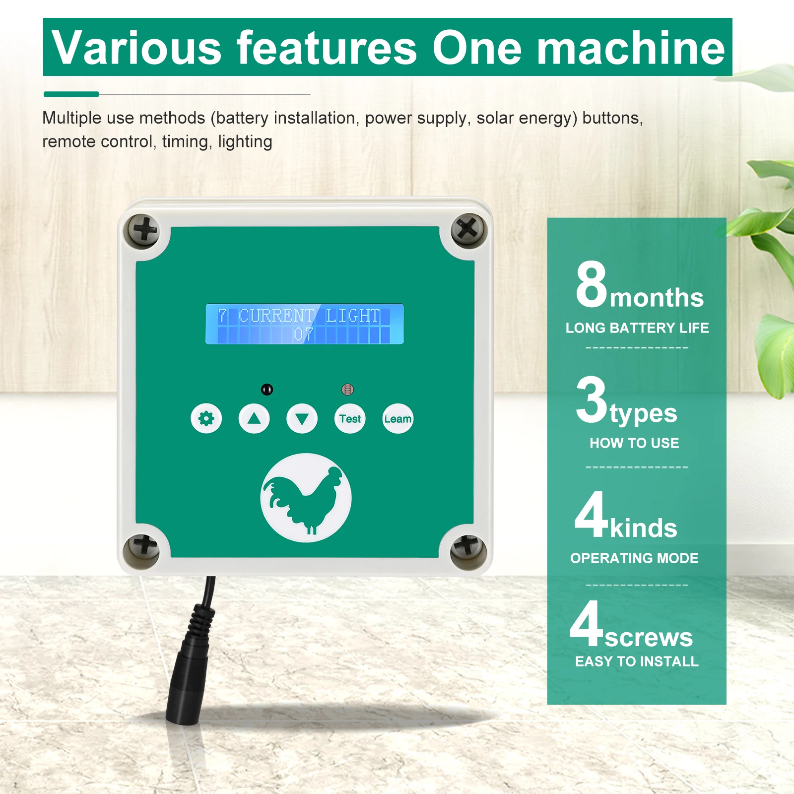 Full Atomatic Chicken Coop Reverse Polarity Door Gate Opener 12V 2A