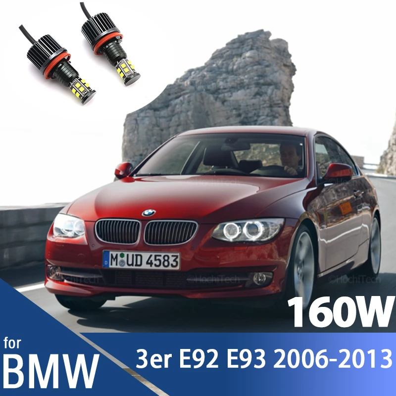 

Дневсветильник для BMW 3 серии E92 E93 2006-2013, 160 Вт/пара, 6000 К, белые светодиодные габаритные огни DRL, лампы с ангельскими глазами