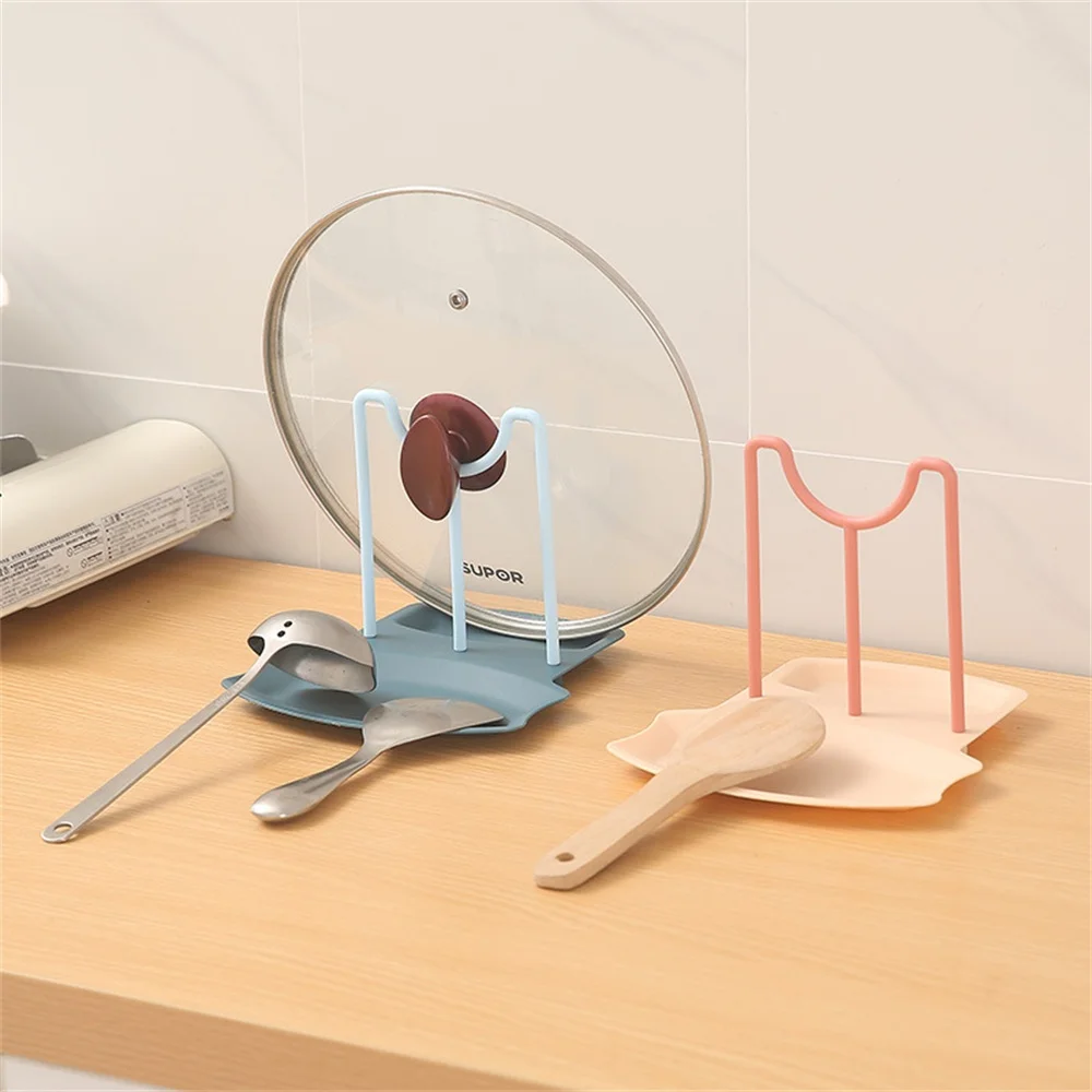 Spoon Rest and Pot Lid Holder Removable Pan Pot Cover Lid Rack Shelf Stand Holder Utensil Rest Organizer Storage Kitchen Tool