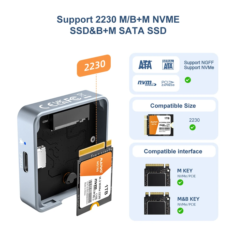 Nvme Enclosure MAIWO 2230 NVMe SSD Enclosure USB GEN2