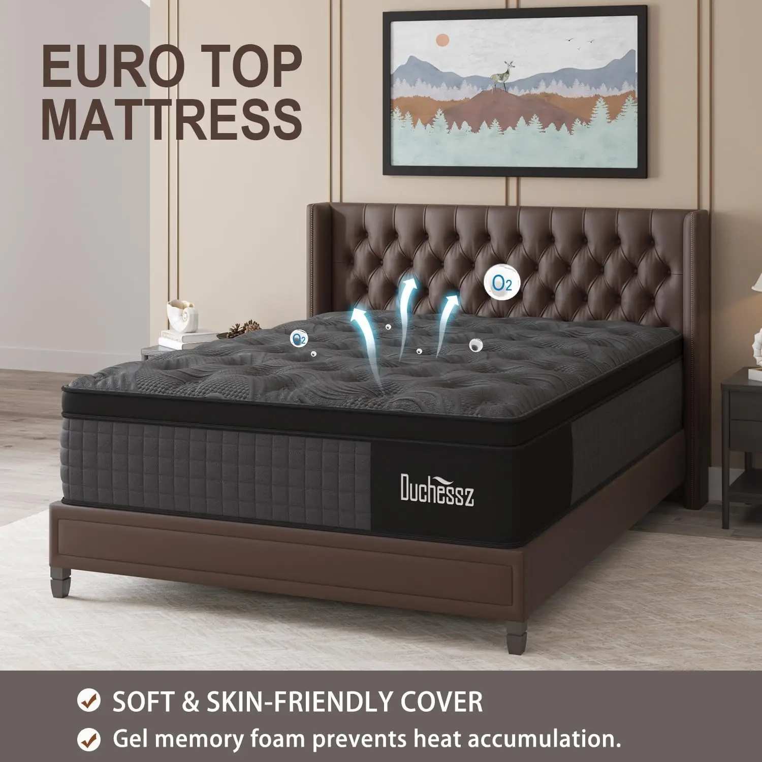 Queen Mattress 12 Inch Hybrid Mattress Black with Gel Memory Foam and Individually Pocket Innerspring Euro Top Mattress Medium 3