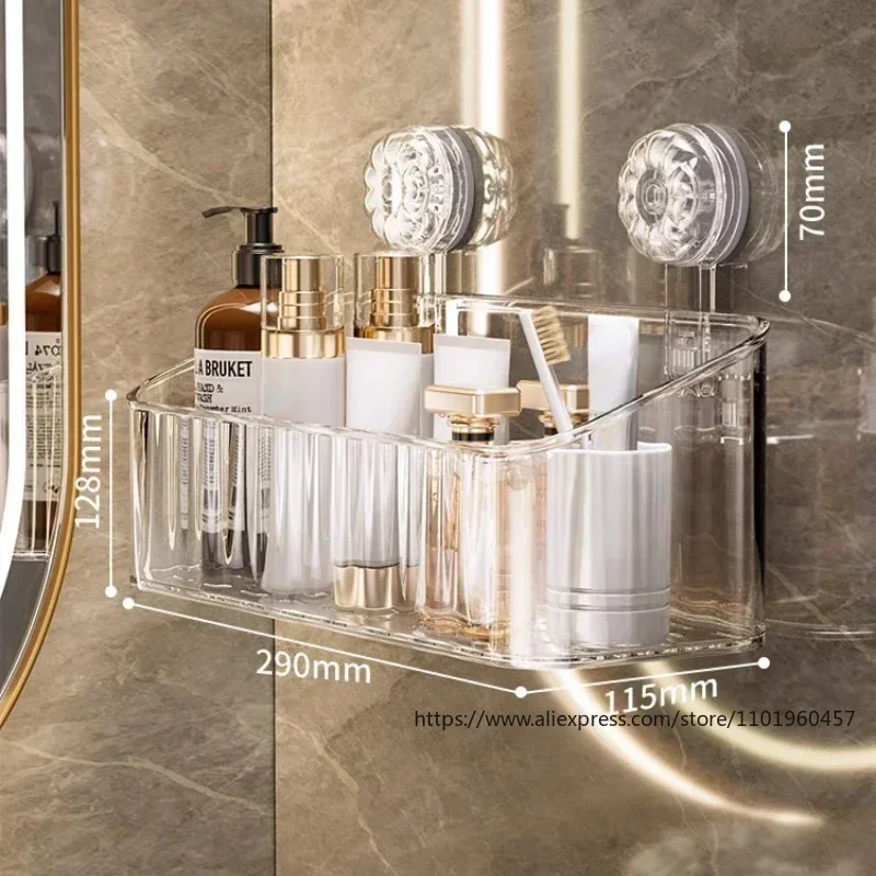 Multi-functional Bathroom Shelf with Suction Cup, No Drilling Needed Shower Caddy for Shampoo Conditioner Soap Razors 6