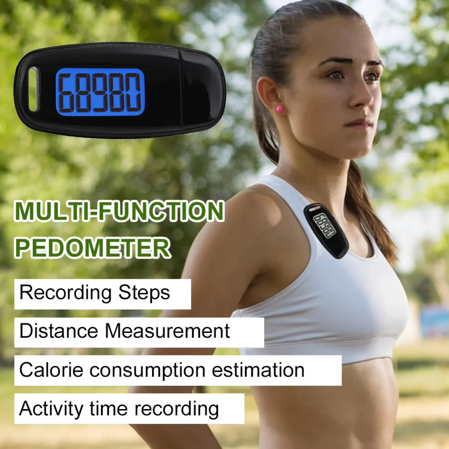 3D Pedometer Portable Digital Pedometer USB Rechargeable Electronic Pedometer with Clip and Strap Adults Seniors 6