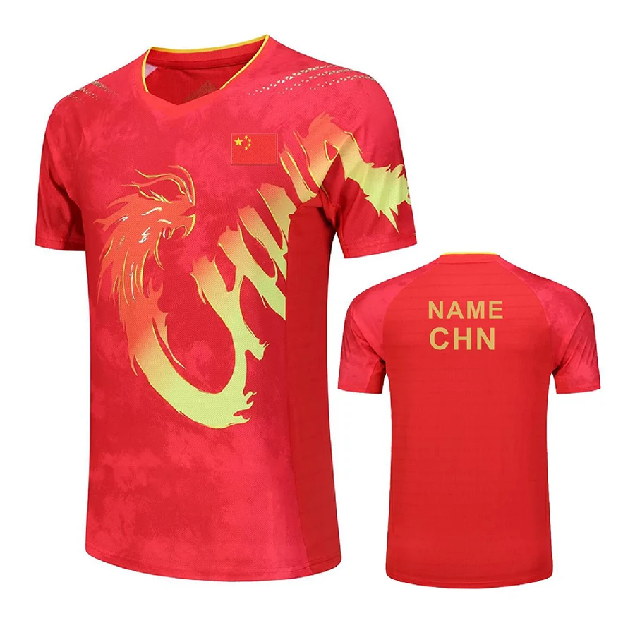 Sport T Shirt CHINA Dragon uniform Championship team Table Tennis shirts shorts Men Women Child pingpong tshirt clothes