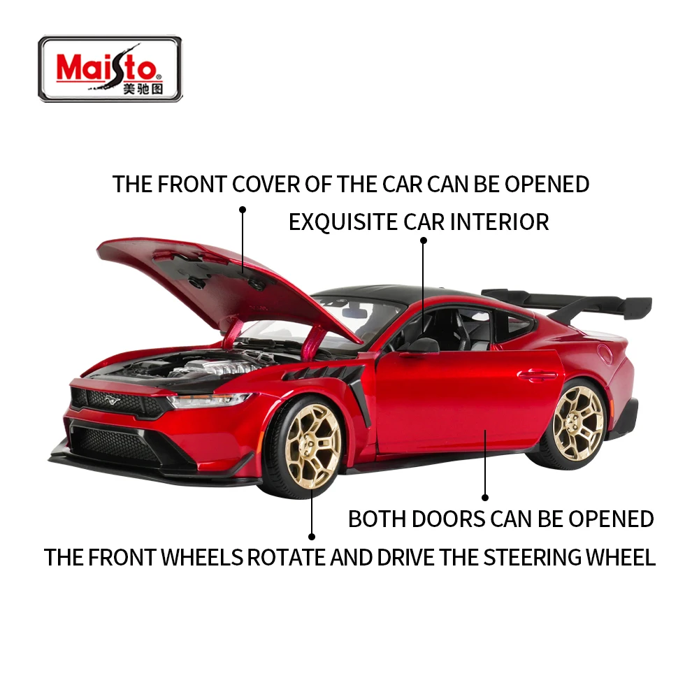 마이스토 1:18 2025 포드 머스탱 GTD 스태틱 다이캐스트 차량 수집용 모델카 장난감