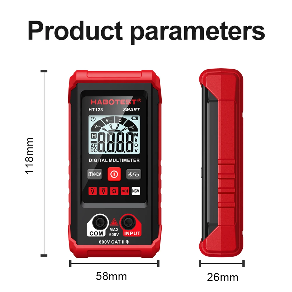 Digital multimeter Smart Digital Multimeter Mini Voltmeter Ammeter High-precision Auto Ranging AC DC Voltage Meter Tester Backlight