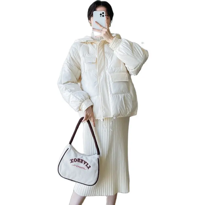Winter Short Design Pregnant Women's Down Cotton Jacket Korean Style Thickened Maternity Outwear Zipper Fly Pregnancy Coats