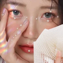 

White Pearl Eyes Face Temporary Tattoo Gems Dots Beauty DIY Face Body Art Accessories Diamond Nail Stickers Diamond Decoration