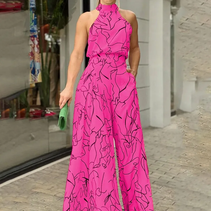 thumbnail image 1 of Mono sexy sin mangas para oficina, moda de primavera y verano, mono informal con hombros descubiertos y estampado para mujer, monos de una pieza 2024, 1 of 5