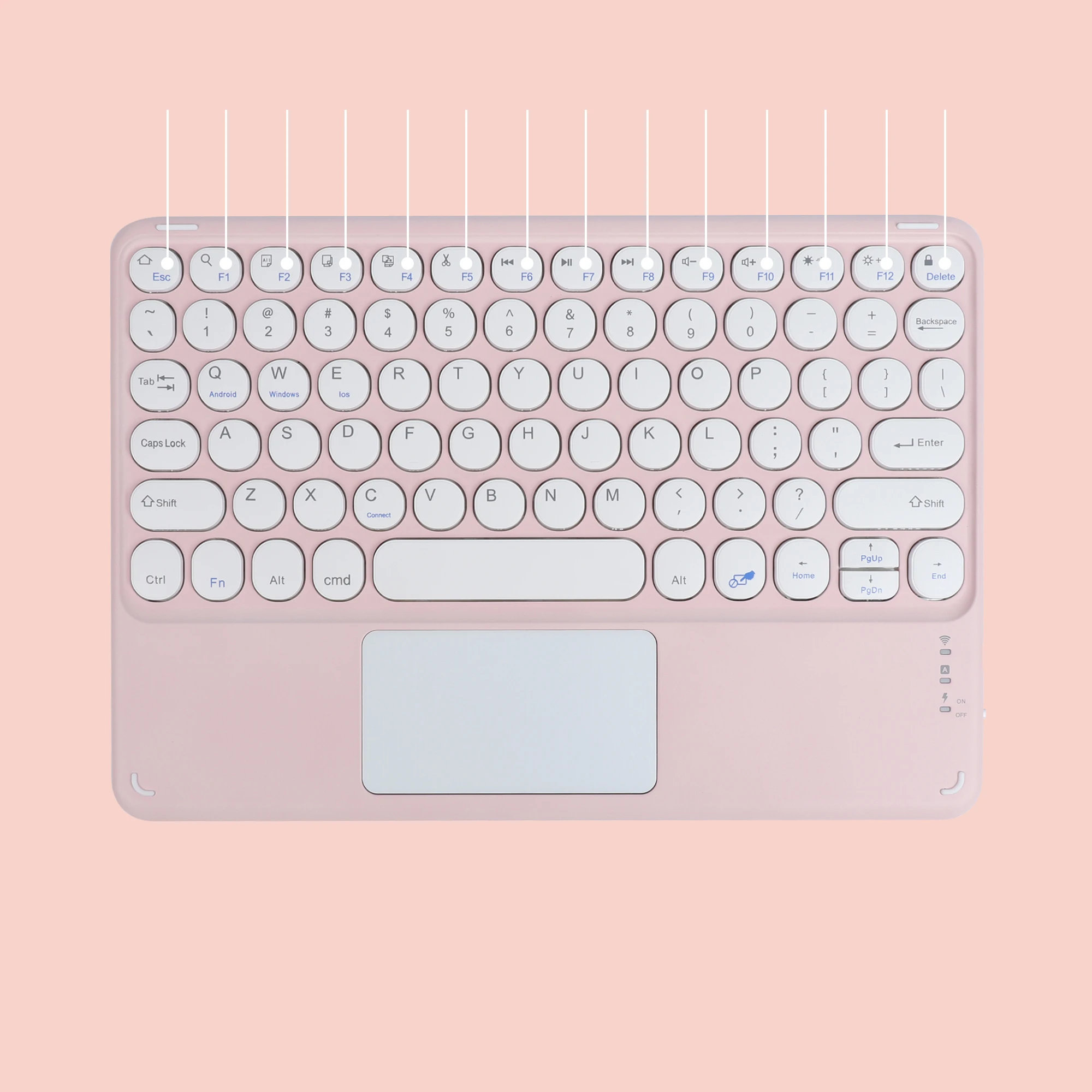

Wireless Rechargeable Bluetooth Keyboard Suitable for 10 inch Touch Keyboard With Bluetooth Device Round Cap Bluetooth Keyboard