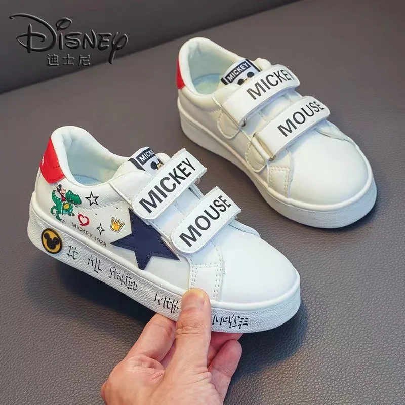 Mickey children's sports shoes 2024 new autumn flat soled student casual shoes small white shoes boys and girls' board shoes