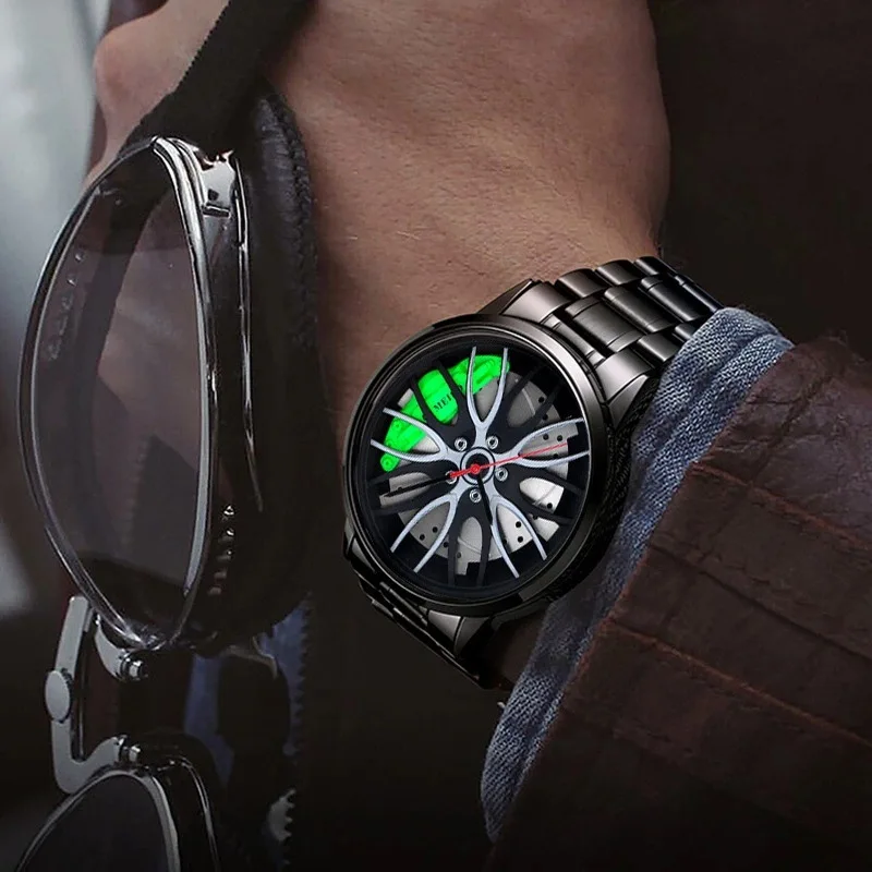 Fashion Luxury Sports 3D Car Steering Wheel Watch for Men Racing Sports Watches Men's Quartz Watch for Car Rim Reloj