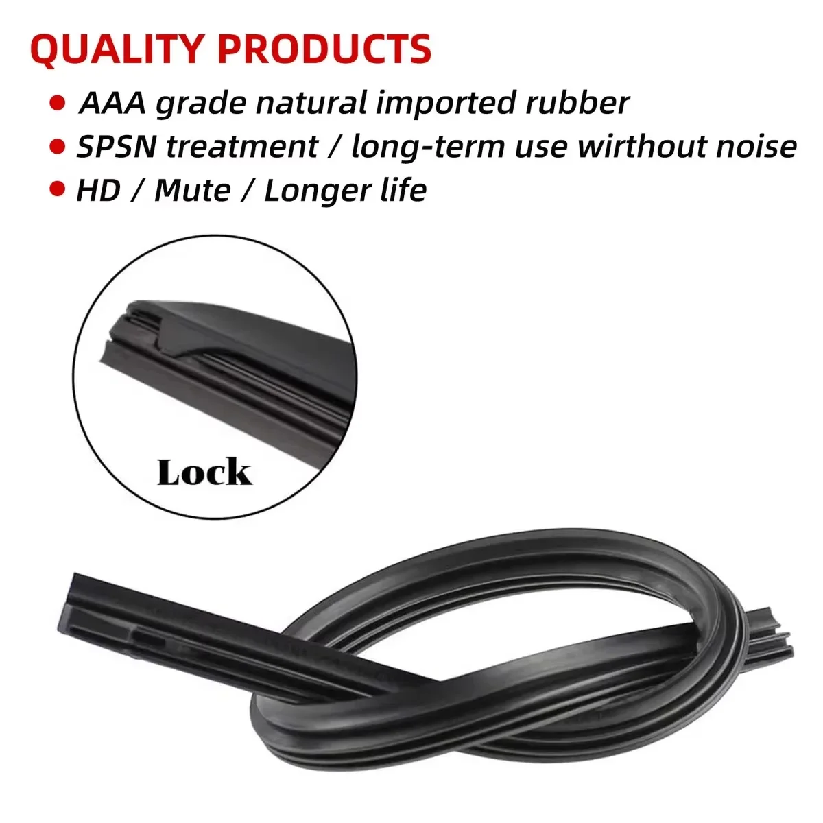 6mm Car Wiper Blade Replacement Strip Boneless Rubber Strip Frameless Wiper Rubber Strip Accessory 26 "28" 30 "32" Inch 2PCS 3