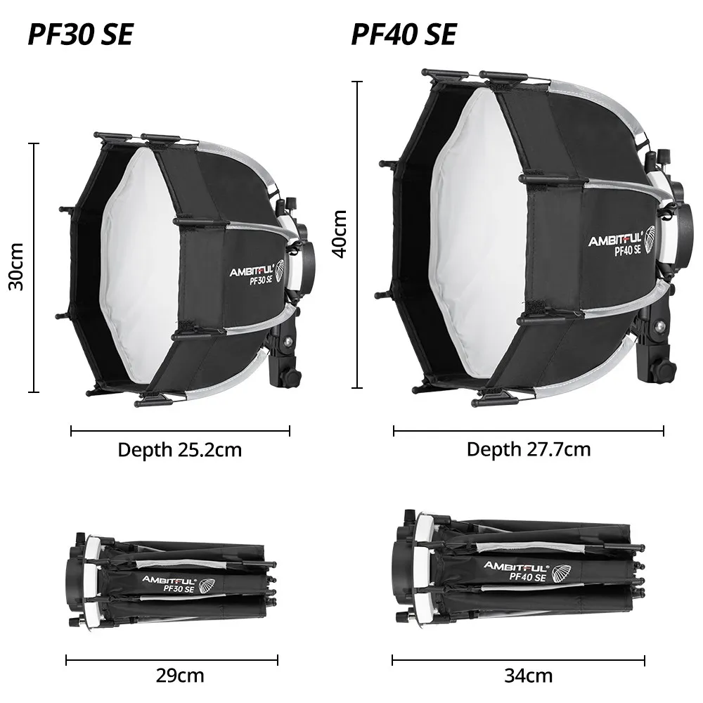 Portable Octagon Umbrella Softbox + Honeycomb Grid for V1 AMBITFUL PF30/PF40 30cm /40cm