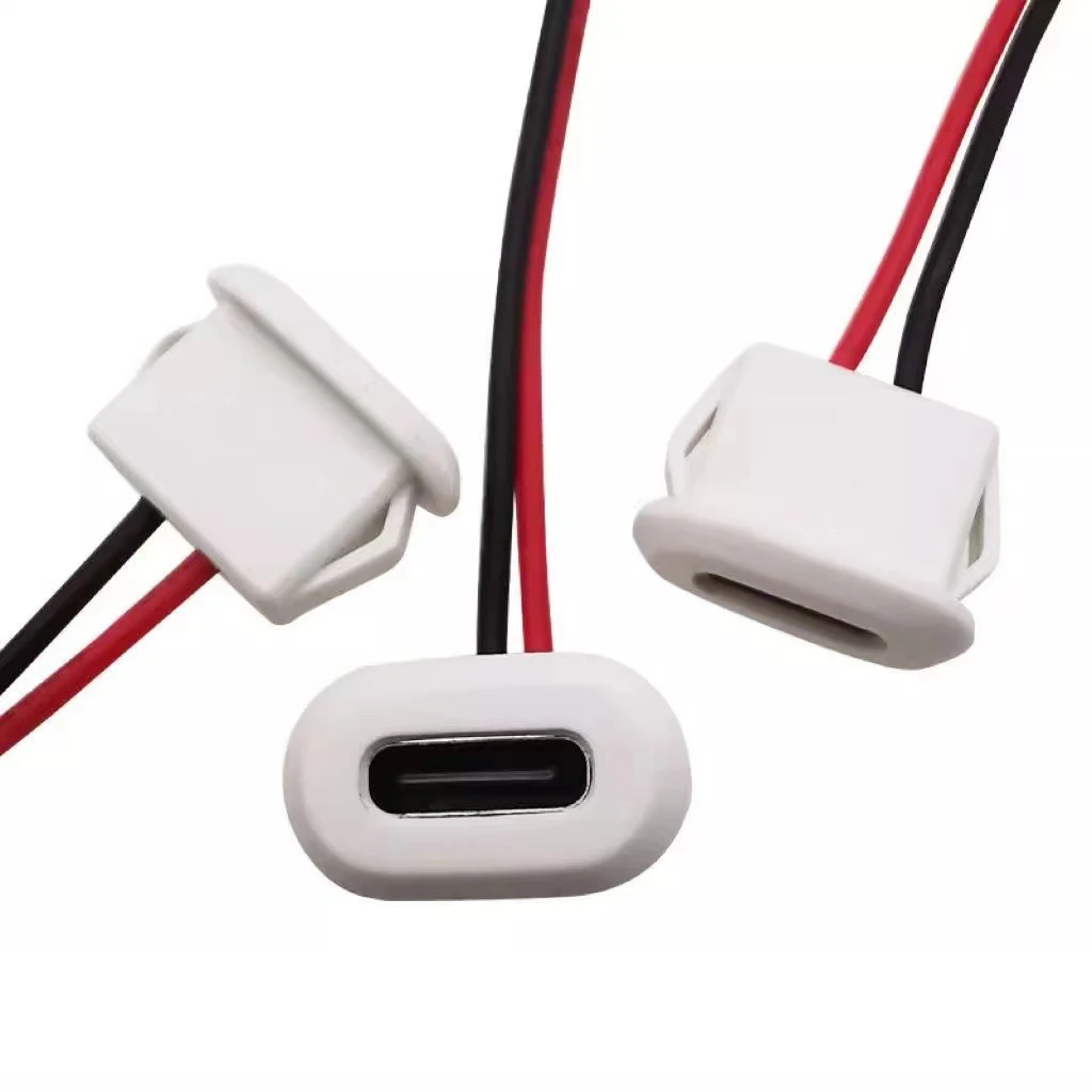 USB Type-C Fast Charging Connector Socket with Card Buckle, Female 2-Pin Port (5 or 10 Pack)