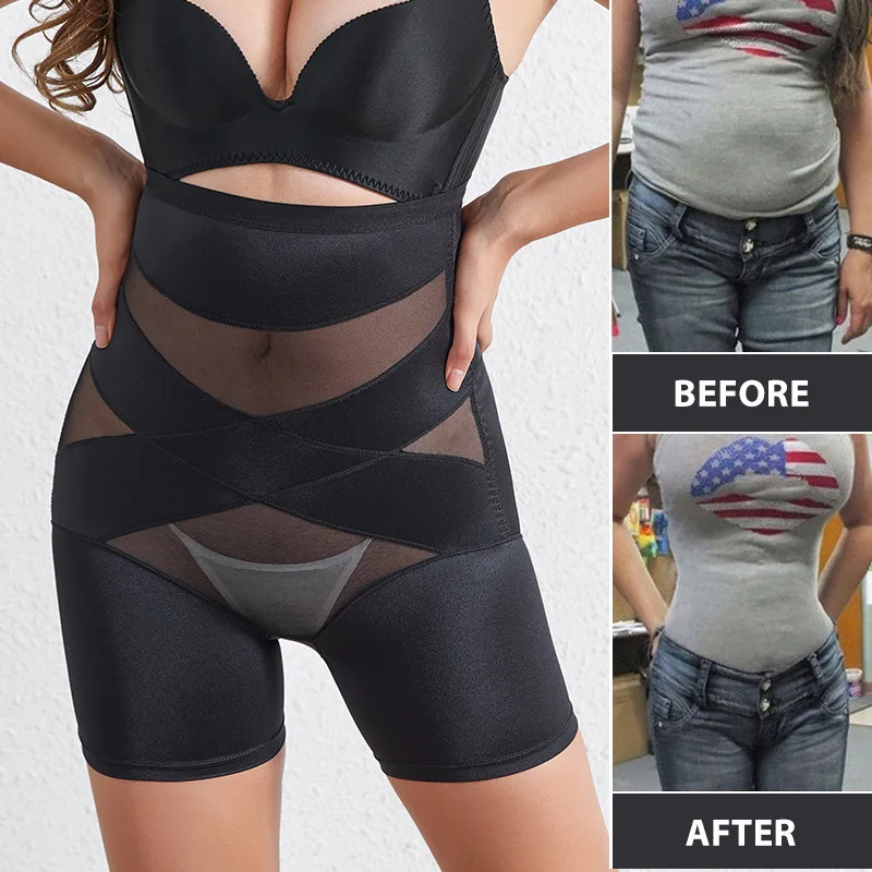 Women High Waist Trainer Sexy Body Shaper Panties Tummy Belly Control  Corset Abdomen Slimming Shapewear Crossed Girdle Underwear