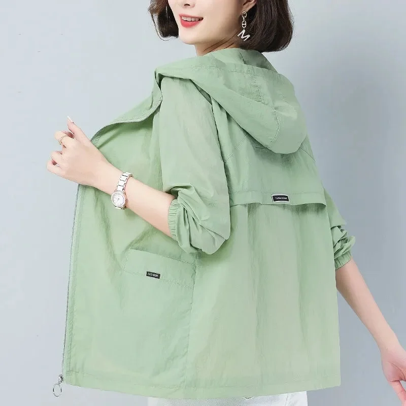 

Женская ветровка с капюшоном, Повседневная Базовая Свободная куртка с длинным рукавом, осень 2023