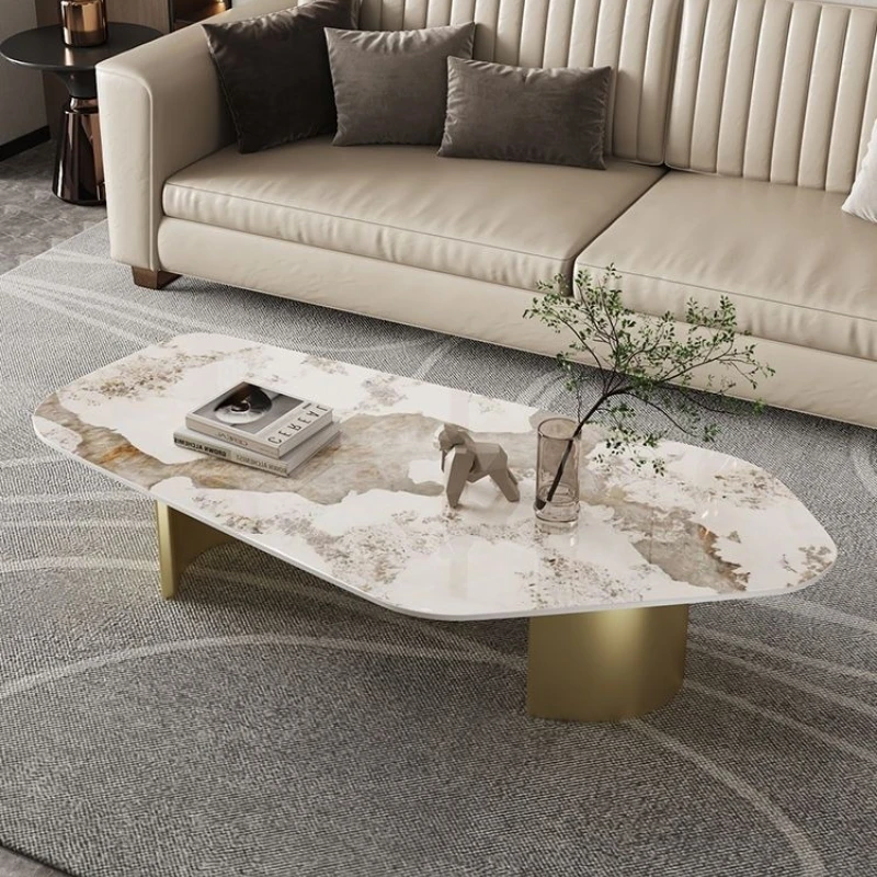 Modern Luxury Sintered Stone Coffee Table Creative Irregular Shape Table Italian Style Small Apartment Living Room Furniture