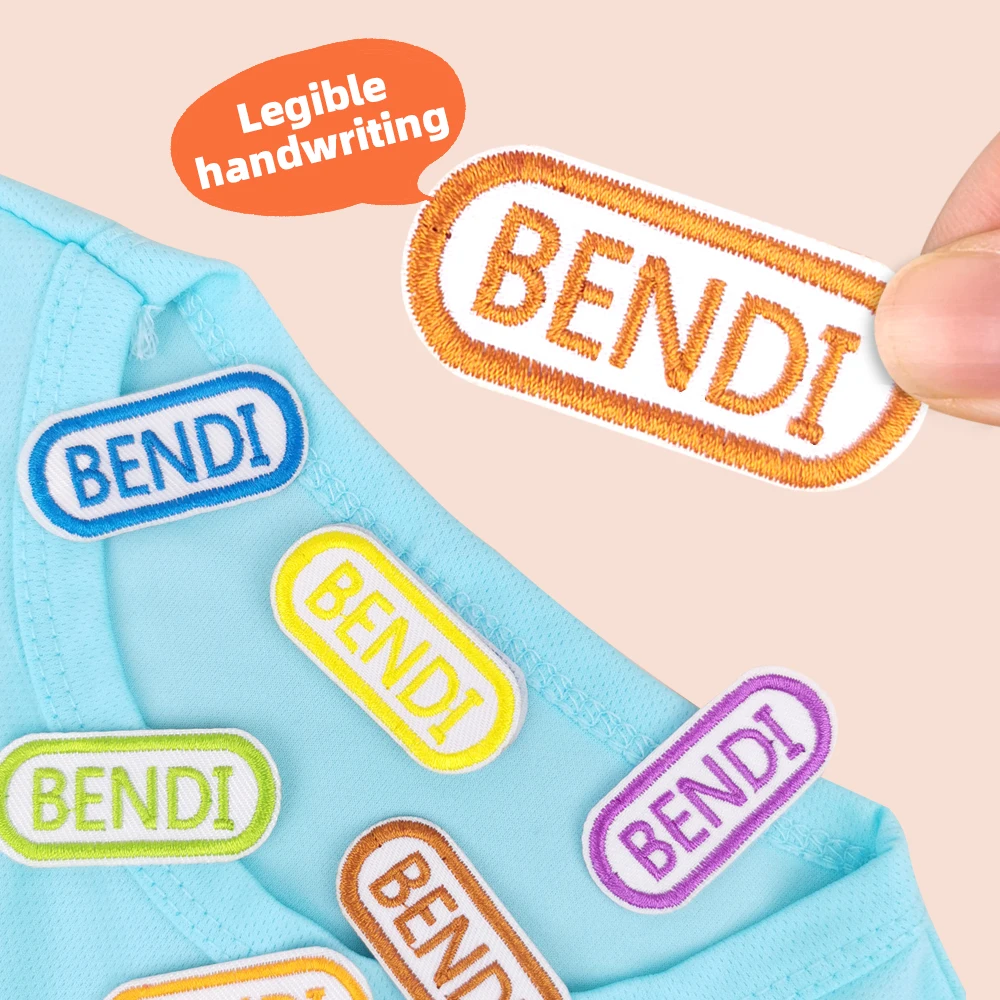 Multi Style Personalized Embroidery Name Sticker Clothes Label Decals  Washable Iron On Tags Children Uniform Stickers Custom