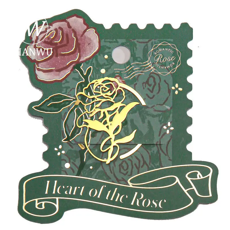 JIANWU Rose Code Series Vintage Hollow Metal Bookmark Reading Folder Creative DIY Student Supplies Stationery