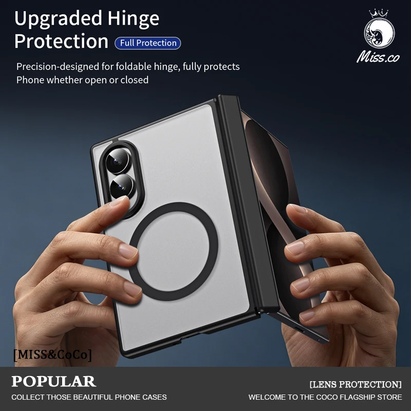 Magnetic Matte Foldable Phone Case with Transparent Hinge Protection