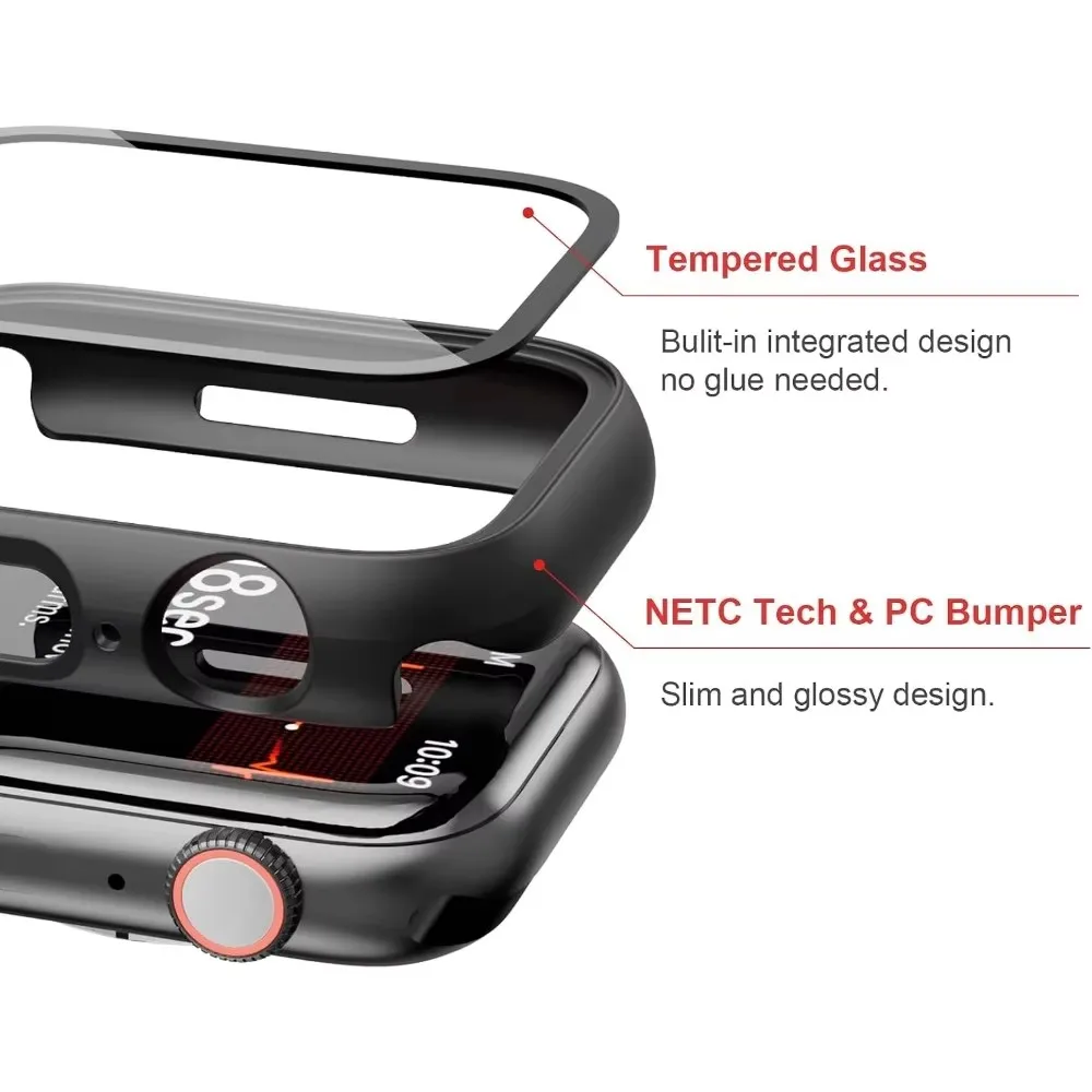 Premium Glass Screen Protector and Bumper Cover Set for Smartwatches (2-Pack)