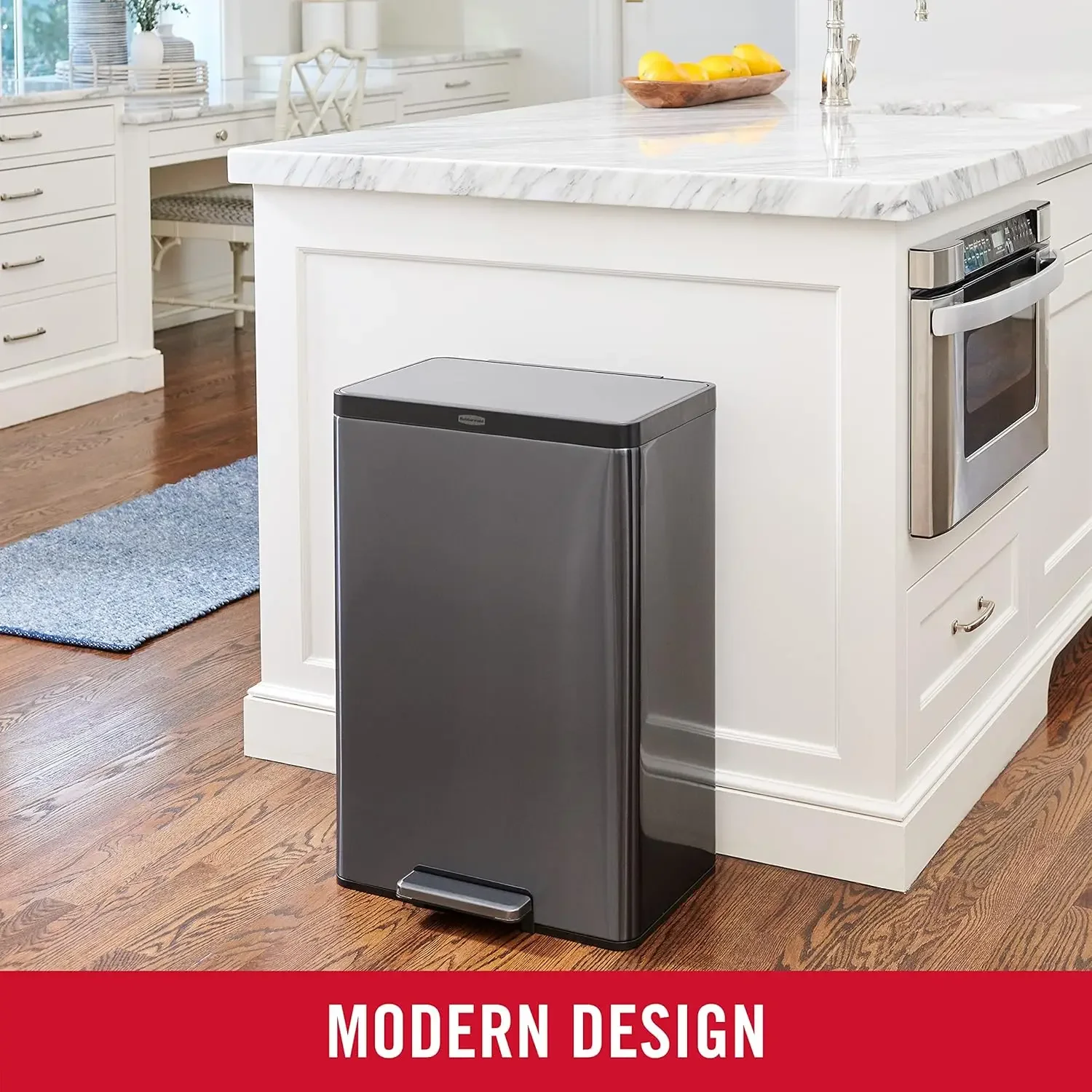10.5-Gallon Elite Stainless Steel Dual Stream Trash and Recycling Bin, Step-On Mechanism, Charcoal, Home and Kitchen 4